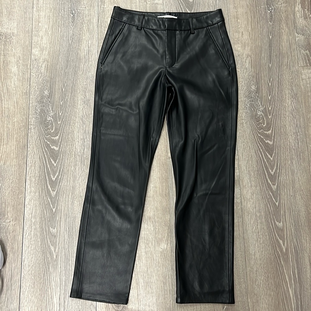 Zara mid rise faux leather pants